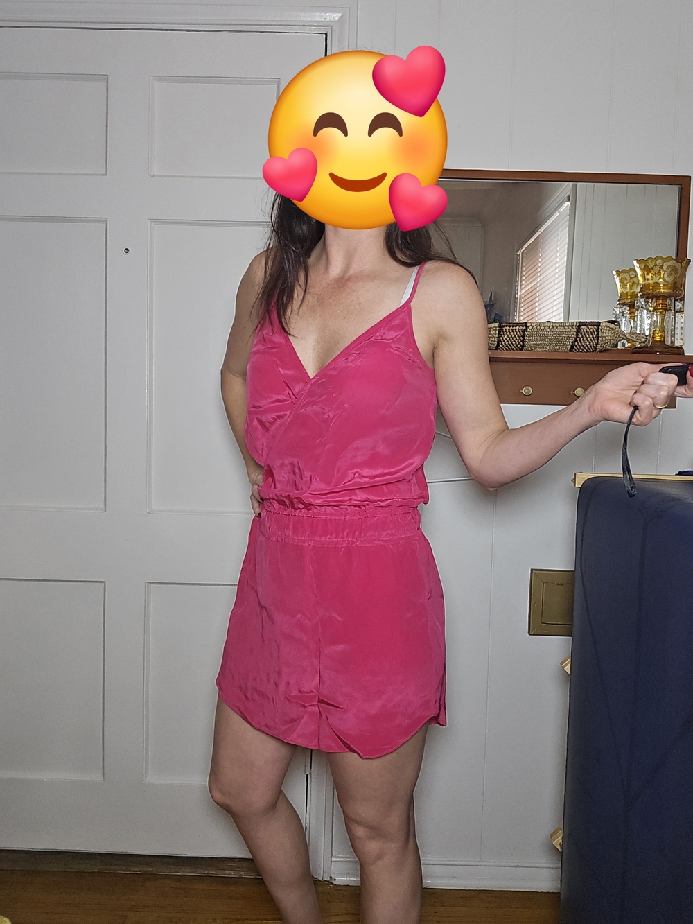 Rory Beca Hot Coral Pink Satin Mini Dress
